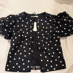 Abercrombie & Fitch Black and White Polka Dot Blouse